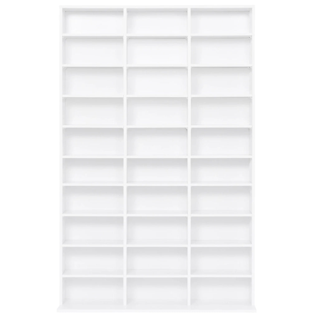 IDMarket - Scaffale libreria armadio porta CD con 30 scomparti con ripiani regolabili, legno bianco