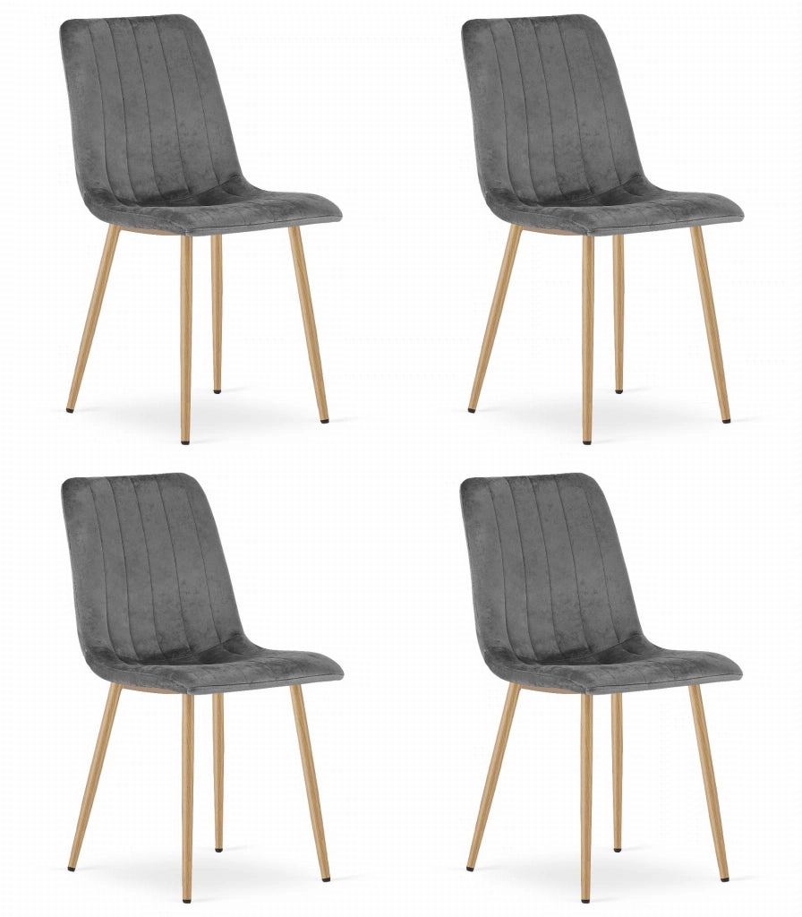Sedia VALORA JEWA - Velluto grigio scuro con gambe in legno x 4