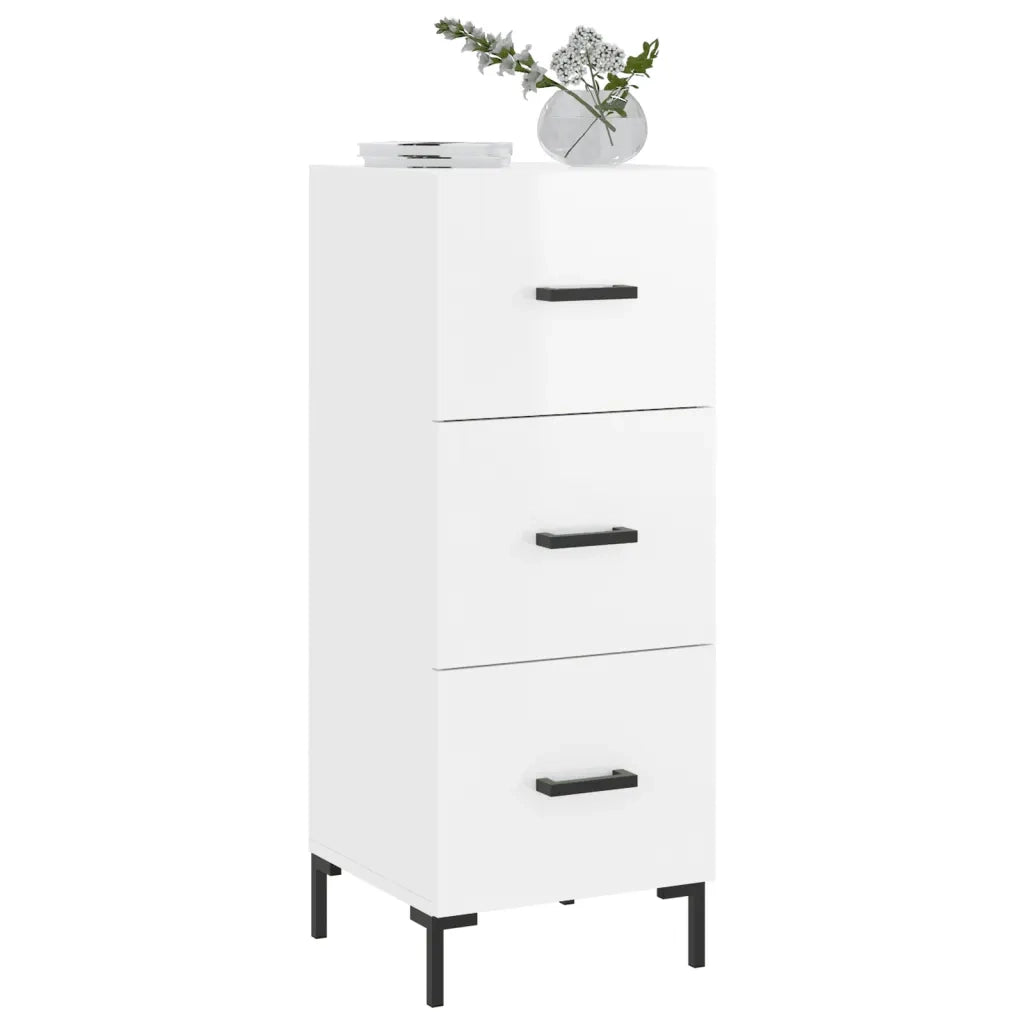Credenza-Buffet-Armadio da cucina Bianco Lucido 34,5x34x90 cm in Legno Multistrato 346977