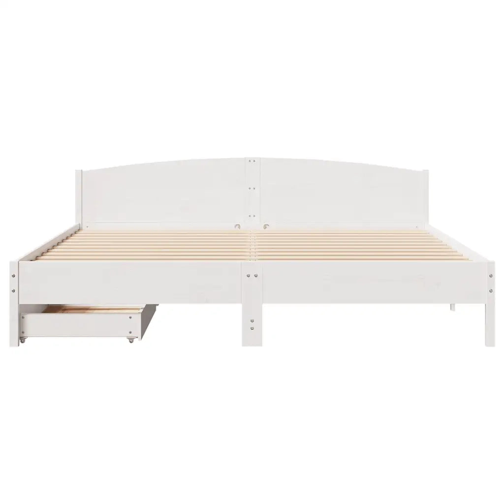 Giroletto senza Materasso Bianco 200x200 cm Legno Massello Pino 3301816