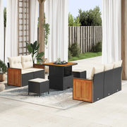 Set Divano da Giardino con cuscino 8 pcs Nero e Crema 3363115