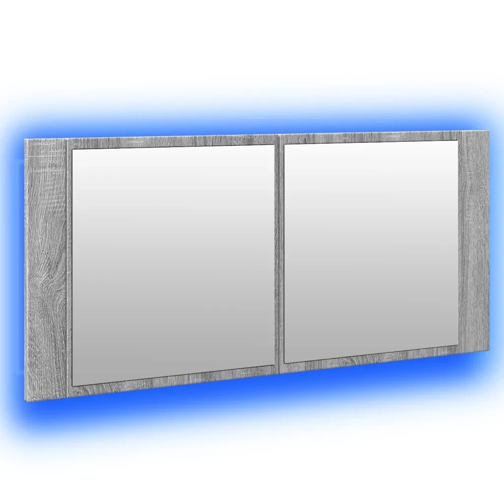 Armadietto Specchio con LED da Bagno Grigio Sonoma 100x12x45 cm 834960
