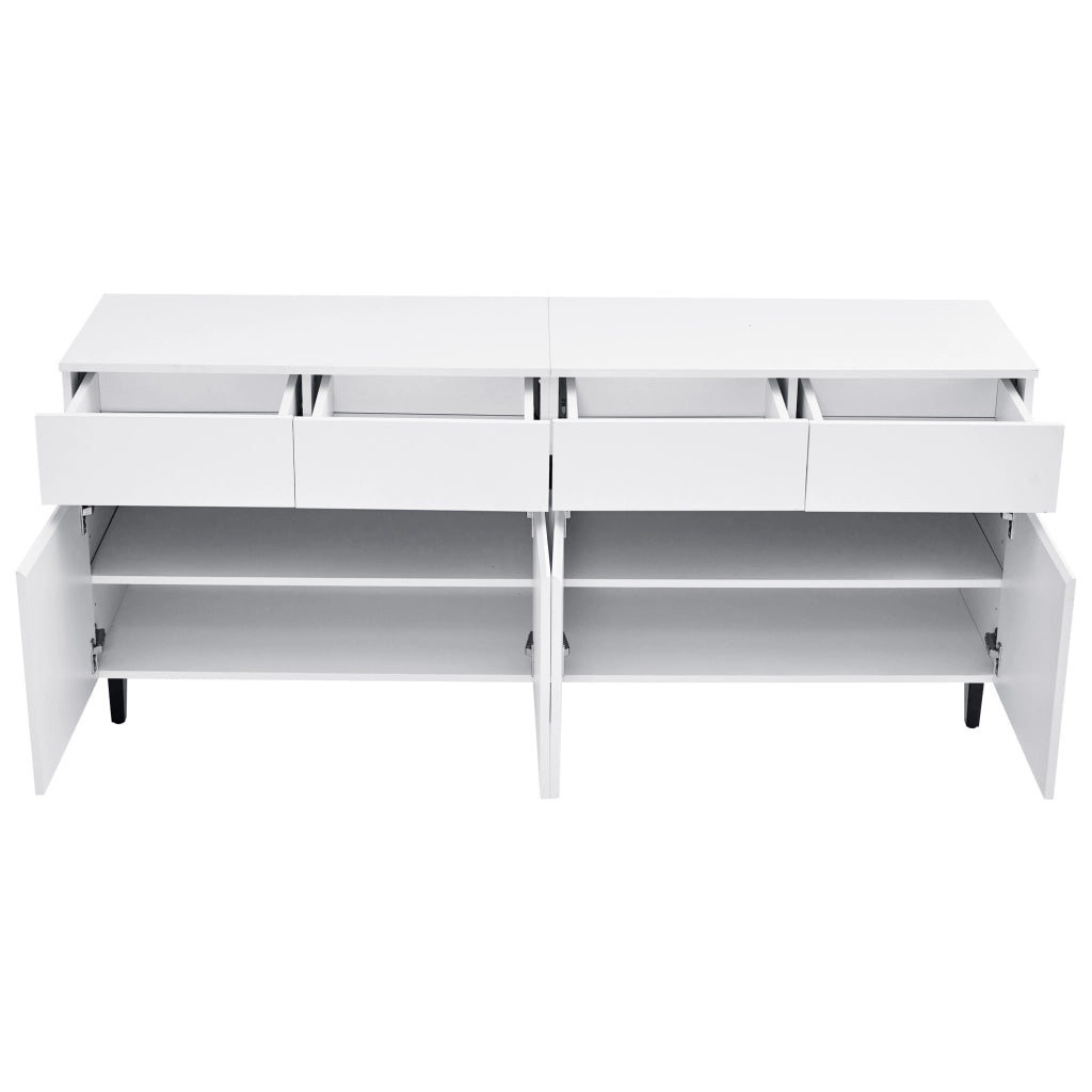Sideboard Highboard lucido con 4 cassetti, 2 ante e ripiani regolabili in altezza