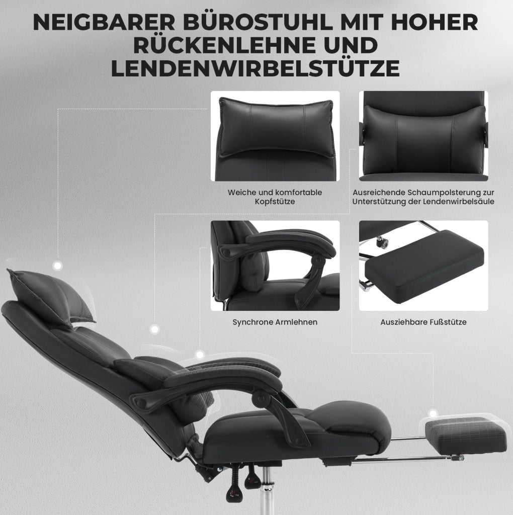 Sedia da Ufficio Ergonomica con Schienale Regolabile e Rivestimento in Tessuto Nero
