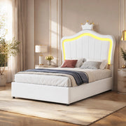 DESMIU Letto contenitore per bambini 1 posto con LED regolabile, testiera regolabile e vano 90 × 200 cm, senza materasso