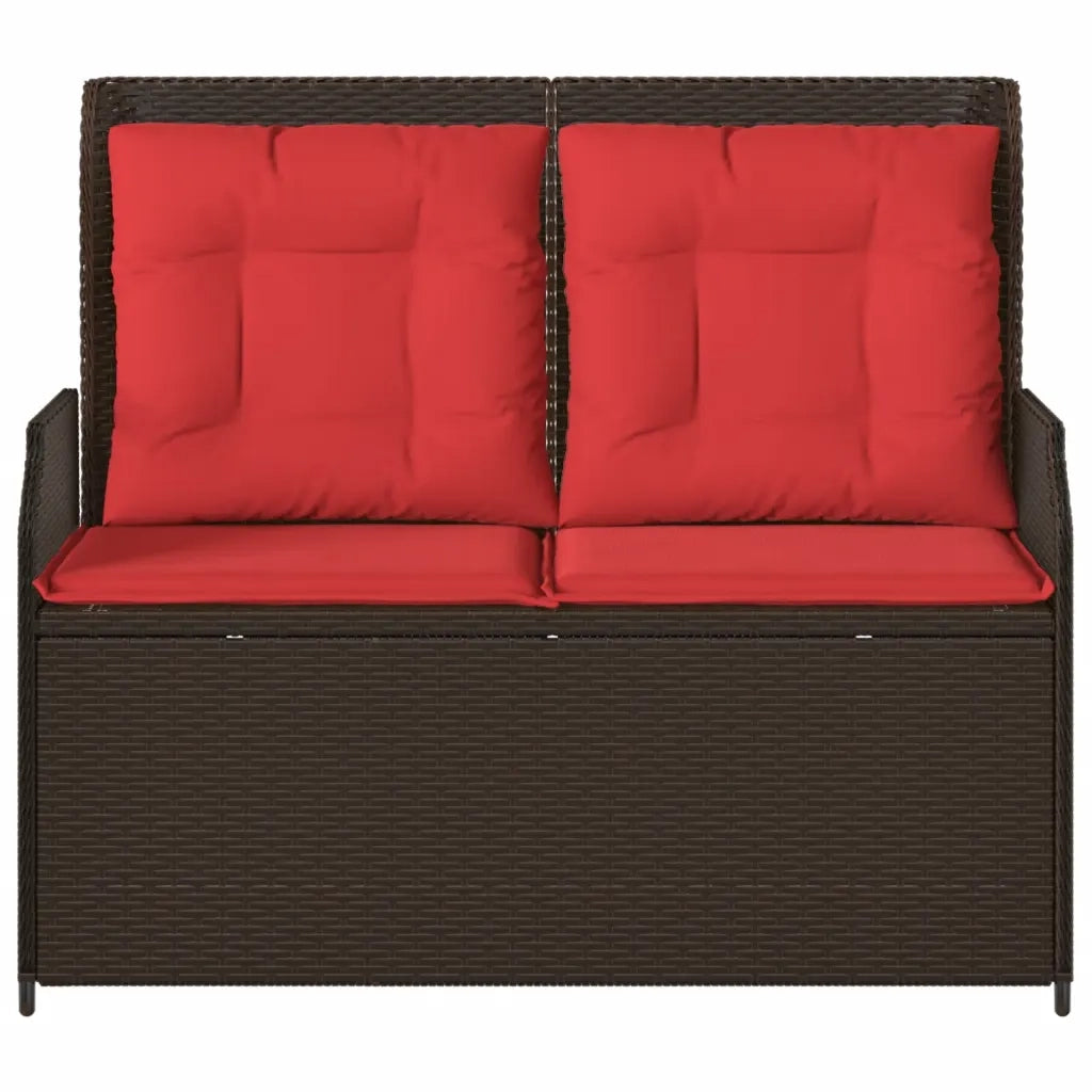 Panchina da giardino reclinabile con Cuscini in Polyrattan Marrone 368961
