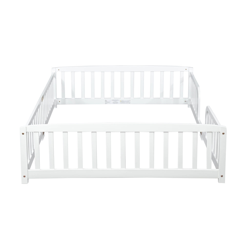 Lettino per bambini 140 x 200 cm, con spondine di sicurezza, senza piastra di base, bianco