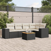 Set Divano da Giardino 6 pz con Cuscini Nero in Polyrattancod mxl 88090
