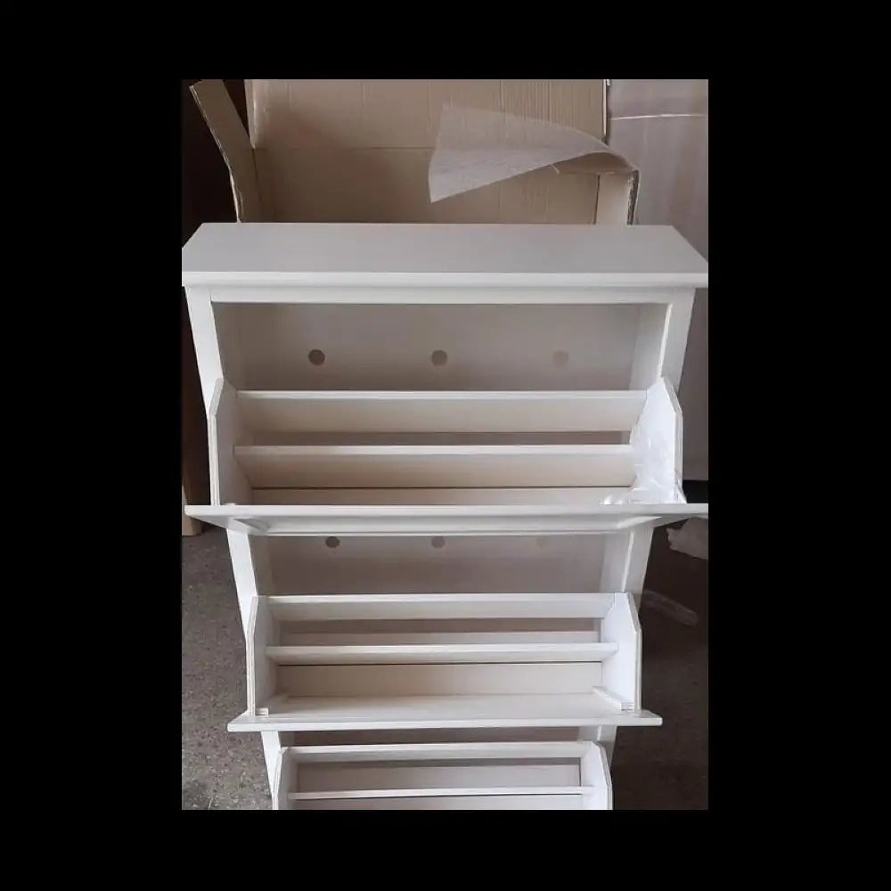 Scarpiera 4 porte capacità 28 paio di scarpe arte povera in legno massello e mdf con rifinitura in bianco 79X30X170 H