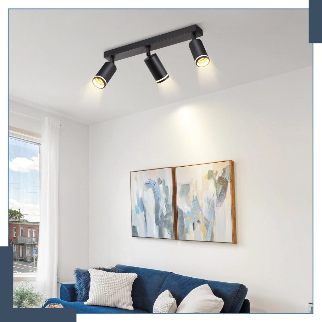 ZMH Faretto da soffitto neri 3 fiamme GU10 orientabili legno anche parete per soggiorno senza lampadina