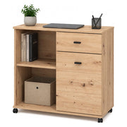 Madia Majuli, Credenza 2 Ripiani, 77x35x72h cm Marrone Rovere Nodi