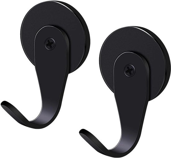 Due supporti per piante per plafond - attacchi magnetici per porte in metallo - nero (4,3 x 6,2 cm)