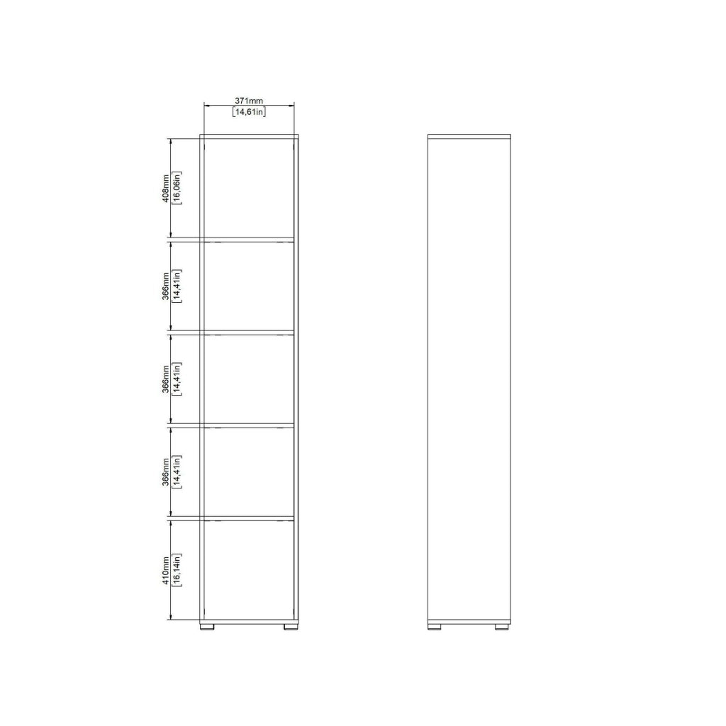 Libreria Baaz, Scaffale da ufficio, Mobile portalibri, Biblioteca, 41x34 h205 cm, Rovere e Bianco