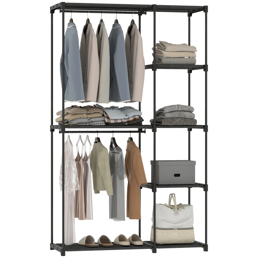 Armadio Guardaroba con Appendiabiti e Ripiani ¨C Zephmum ¨C Nero 111x43x185 cm