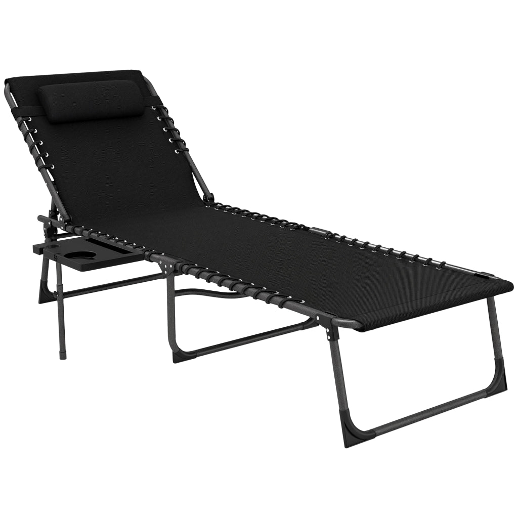Lettino da spiaggia pieghevole con schienale regolabile ¨C zephmum ¨C nero 60x190x31