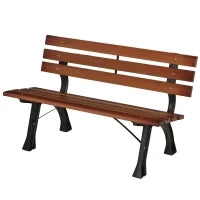 Bancone da Giardino a 2 Posti in Alluminio e Doghe in Legno, 120L x 57l x 70H cm, Marrone