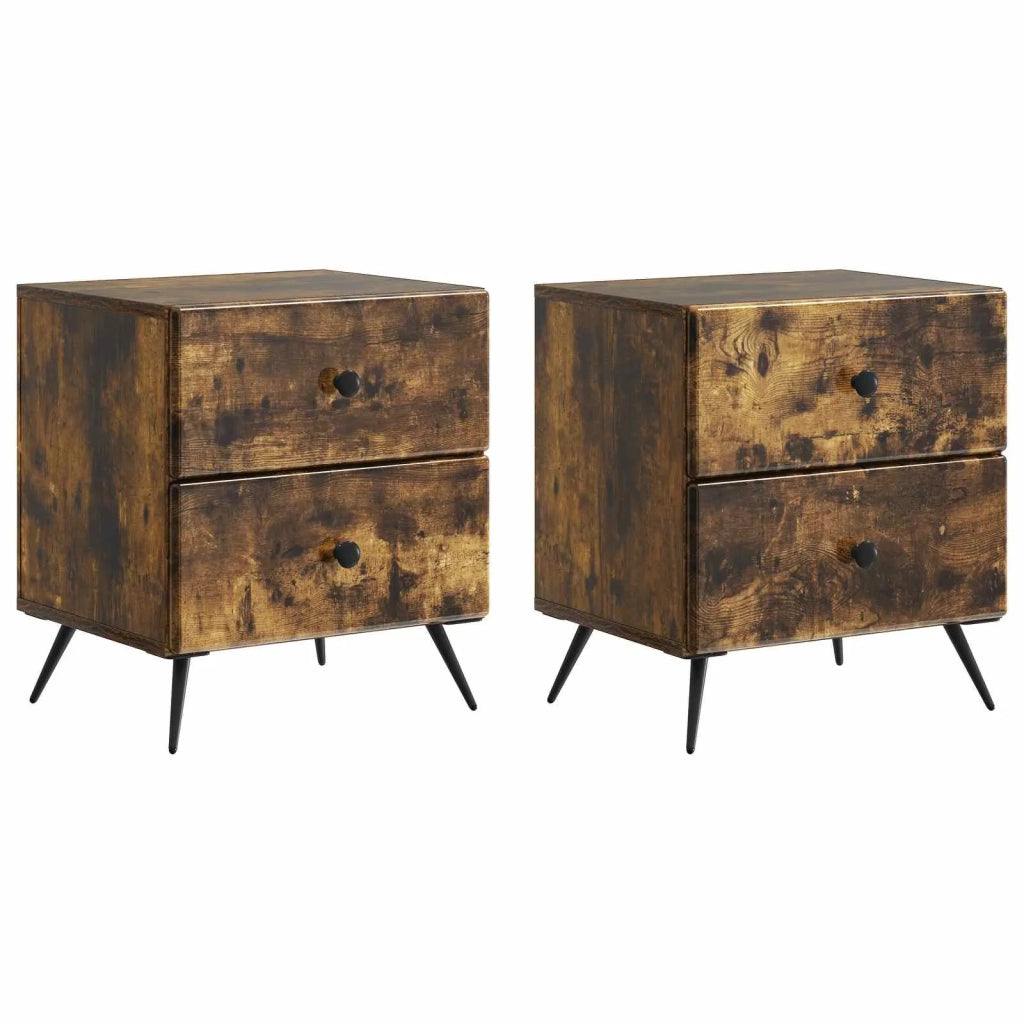Armadio da Notte 2 pcs Rovere Fumo 43 x 34,5 x 47,5 cm 895456