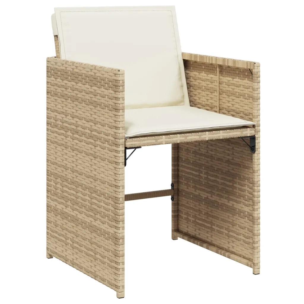 Set da Pranzo da Giardino 11 pz con Cuscini Beige in Polyrattan 3277983