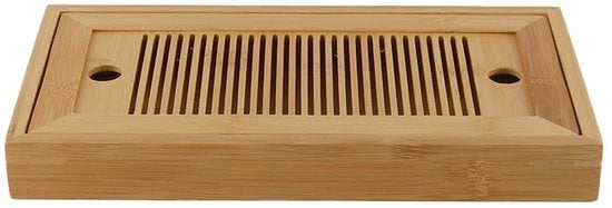 Tavolo per il Tè in Bambù - Doppia Faccia - Cerimonia del Tè Gongfu - Sostenibile - Decorativo - 27x14,2x3cm - Ciotola per Servire il Tè