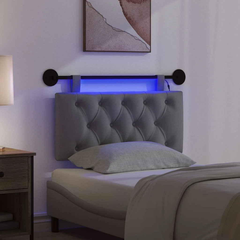 Testiera sospesa Con luce LED Grigio Scuro Tessuto