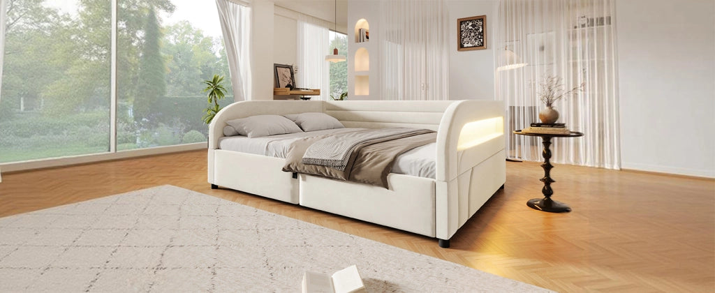 letto a piattaforma imbottito flanella beige 140 x 200 cm
