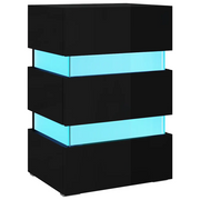 Comodino | Armadio da Notte | Mobiletto da notte con LED Nero Lucido 45x35x67 cm in Legno Multistrato