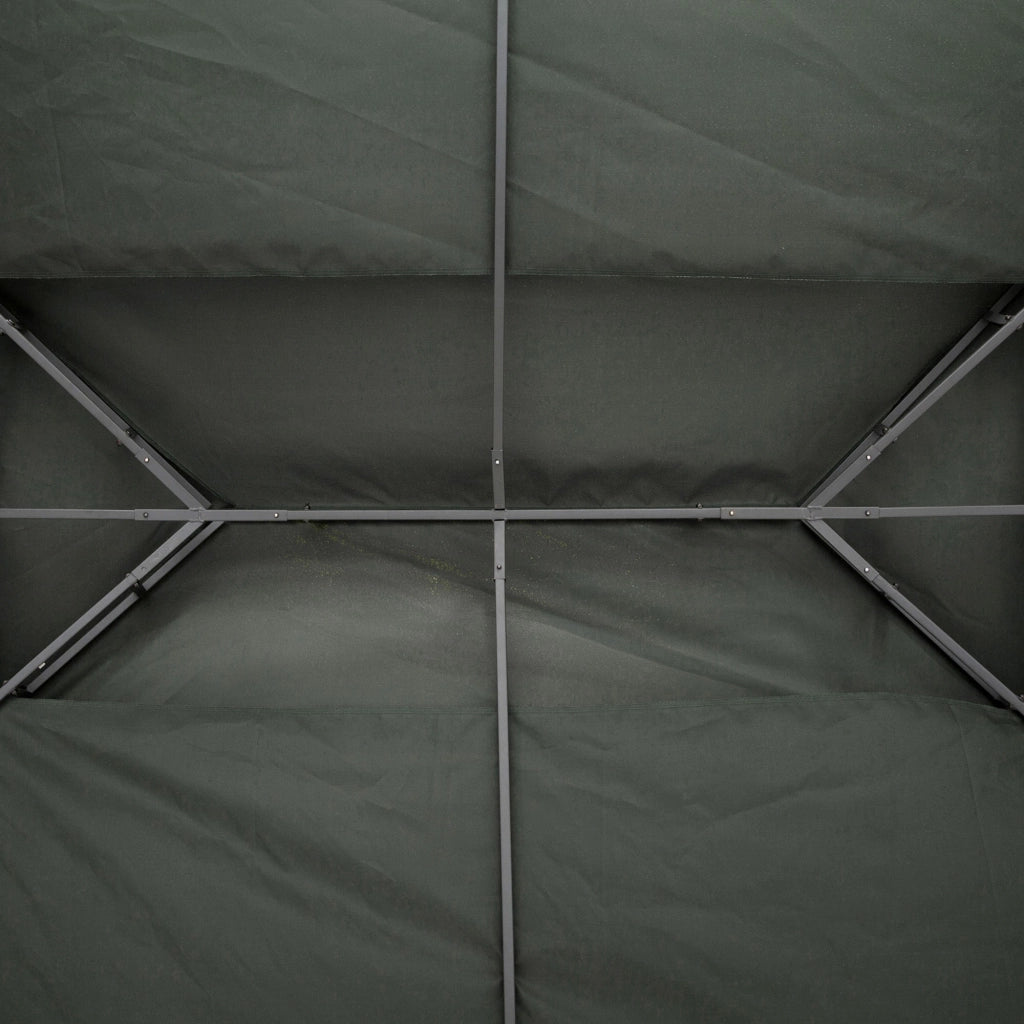 Copertura per Gazebo  a 2 Livelli  con Cinghie e 10 Fori di Drenaggio 4x3m in Poliestere Grigio Scuro