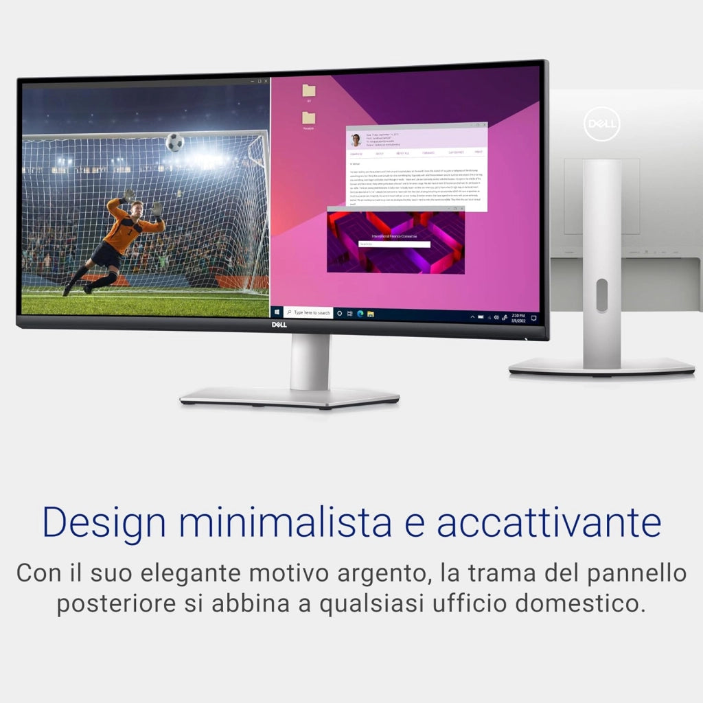 S3423DWC USB-C 34" WQHD (3440x1440) 21:9 1800R Monitor Curvo, 100Hz, VA, 4ms, AMD FreeSync, 99% sRGB, Altoparlanti integrati, USB-C, 2x HDMI, Anni di Garanzia