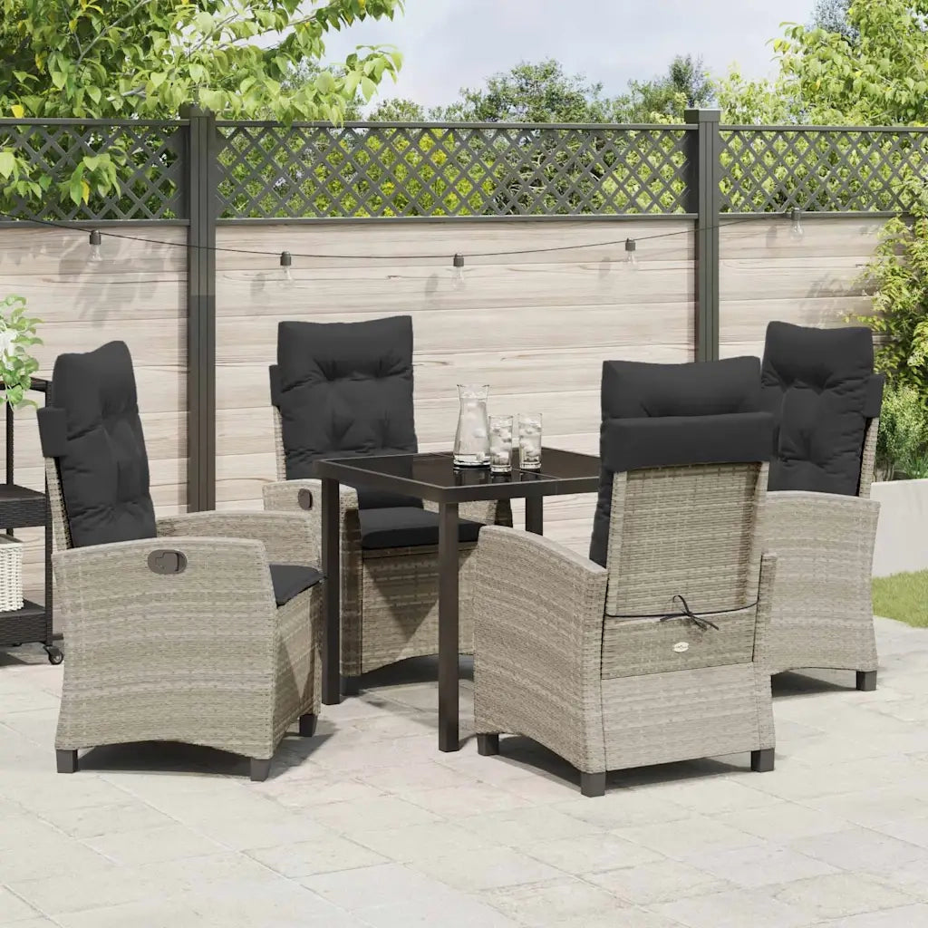 Set da Pranzo per Giardino 5 pcs Grigio chiaro polyrattan 3380408