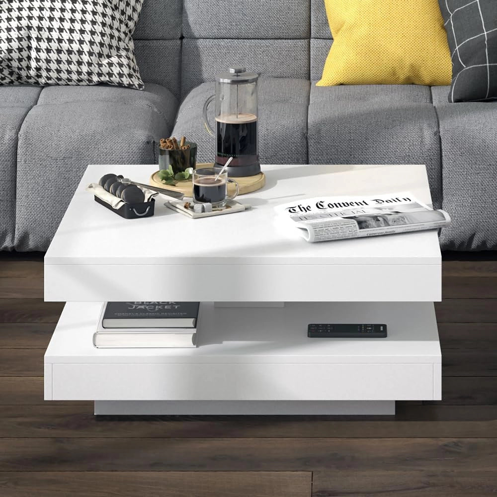 Tavolino da caffè Elias, Bianco, 70 x 70 cm, per l'utilizzo come superficie d'appoggio e per una suddivisione flessibile degli spazi