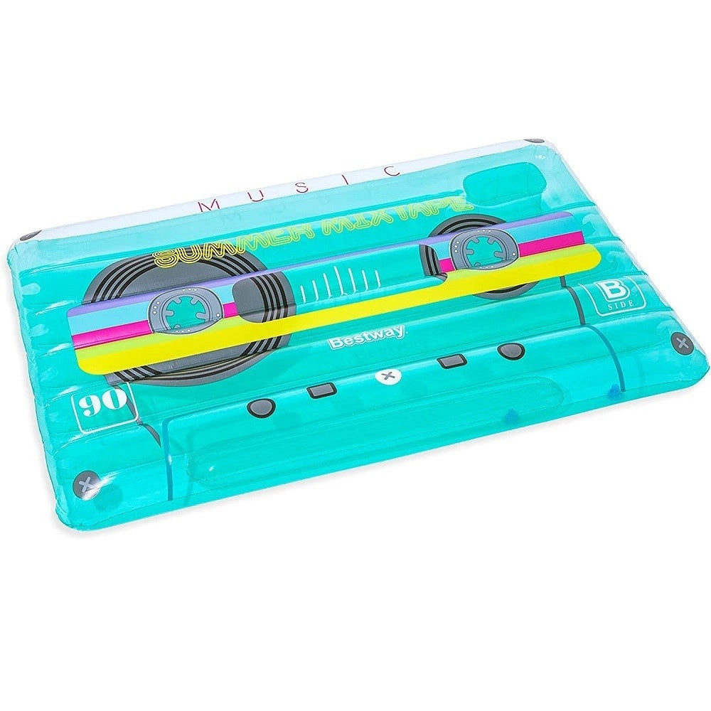 Trade Shop - Materassino Gonfiabile Retro Beats Fashion Cassetta 174x117cm Portaoggetti 43649 -