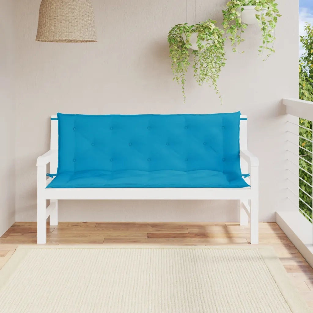 Cuscini per Panca 2 pz-Set di 2 Cuscini per panchina Azzurri 150x50x7 cm in Tessuto Oxford