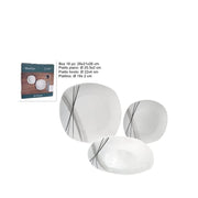Servizio di Piatti da Tavola in Ceramica Quadrato Strisce Nere 18 Pezzi