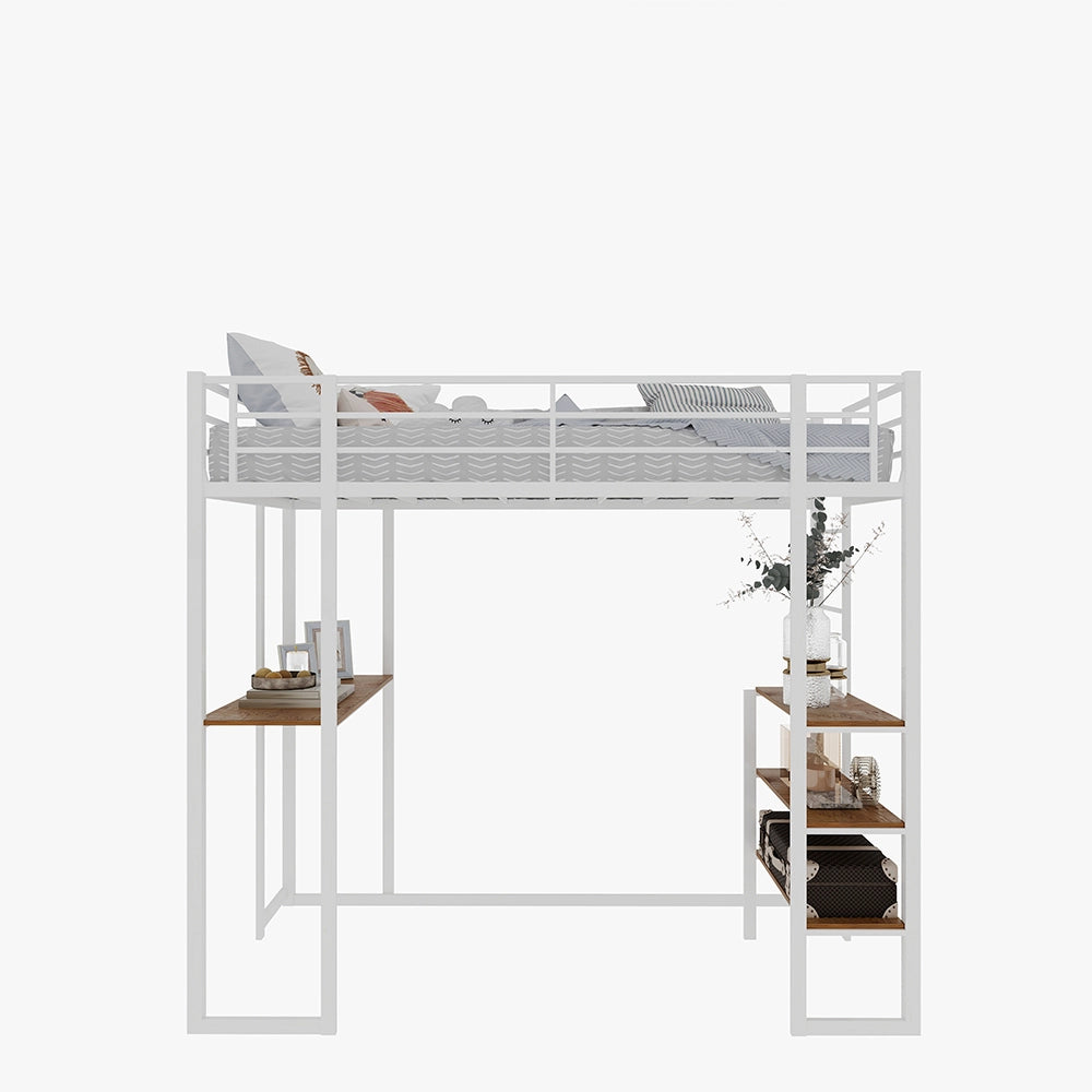 Letto con scrivania - Xylo - 90x200 cm L metallo scala doppia