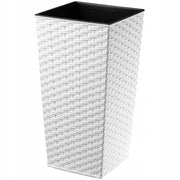 Vaso da giardino KADAX con inserto per fiori, grande e alto, 18x36 cm, bianco.