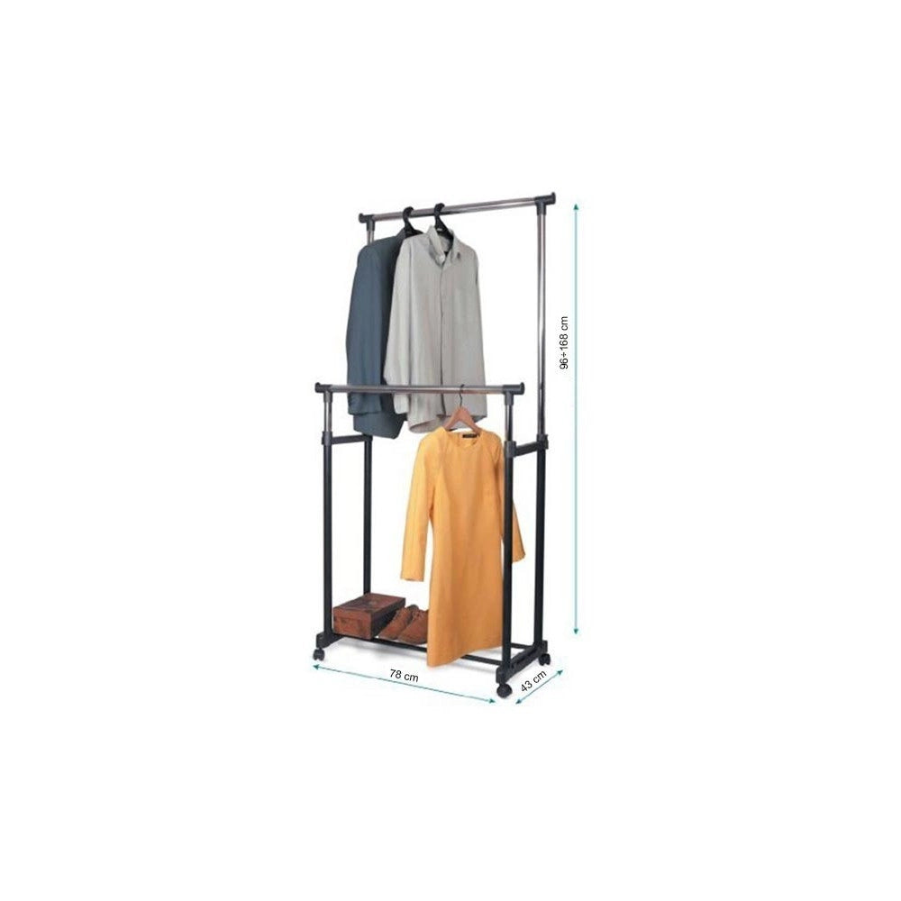 Trade Shop - Stand Appendiabiti Doppio Attaccapanni Altezza Regolabile Appendi Abiti Negozio -