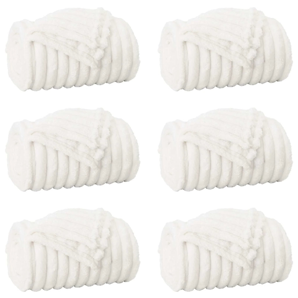 Coperte da Pile 6 pcs Bianco 150 x 130 cm Panno