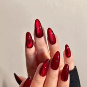 Nageli applicabili a pressione 30 pezzi - Rosso sangue - Ovale - Nageli in plastica - Manufatti a mano - Sostenibili con finitura lucida