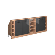 Set di mobili sottotetto Rion Antracite lucido/Rovere dorato Set di 5 Vicco