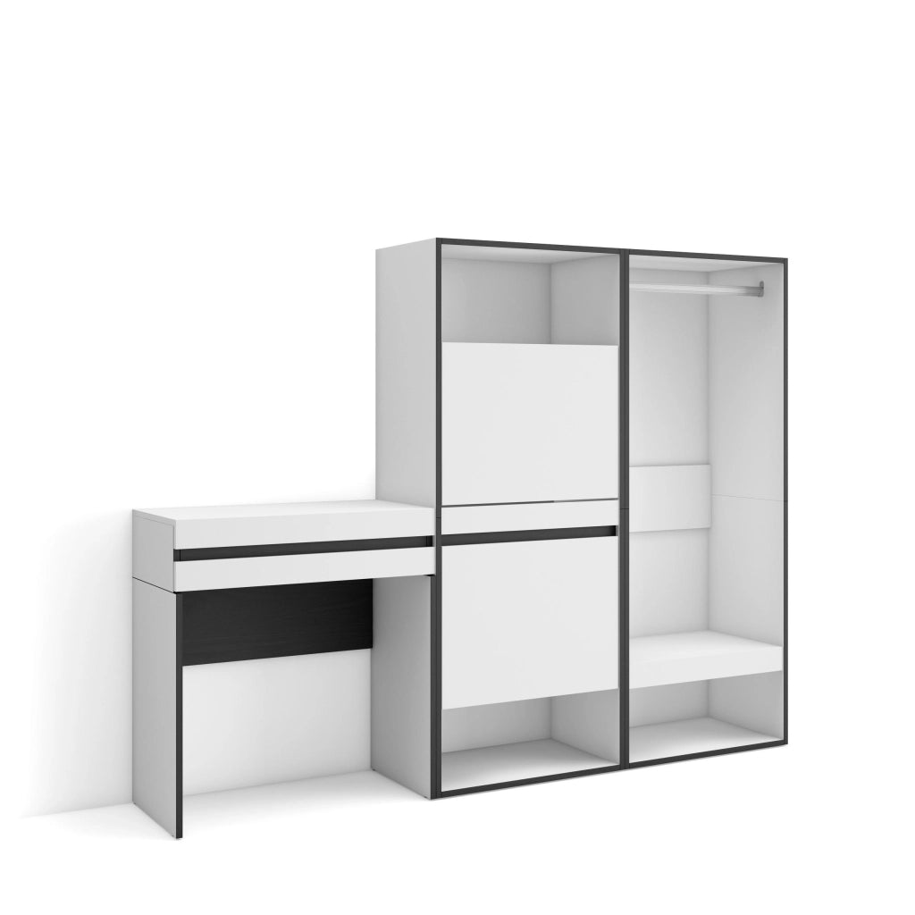 Consolle Ingresso, 190x35x145cm, Con cassetto, Scarpiera, Armadio Aperto, Bianco RF3441