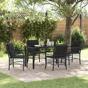 Set da Pranzo da Giardino con Cuscini , 5 pezzi in Rattan Poliestere Nero