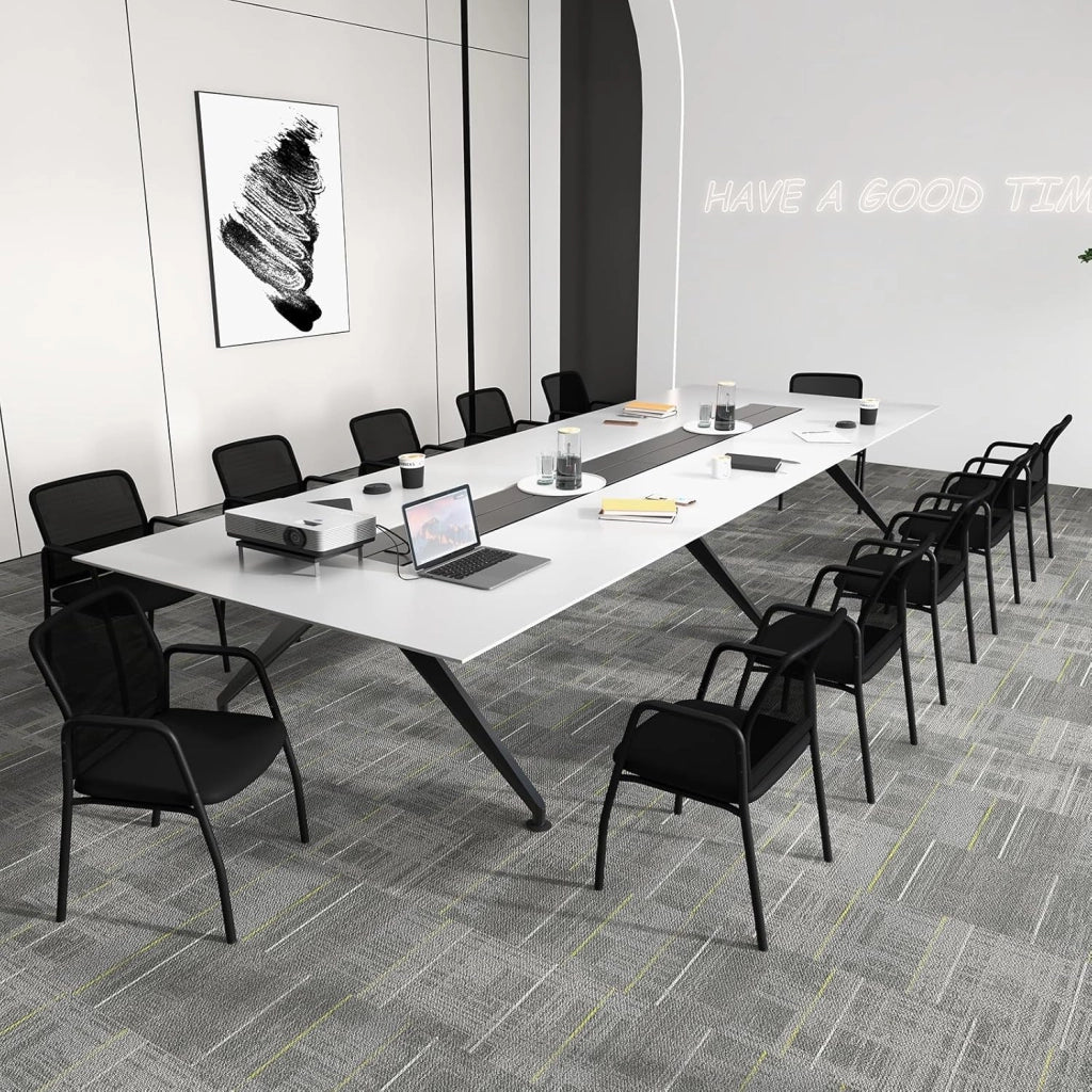 Set di 2 Sedie da Attesa, Sedia da Ufficio con con Schienale in Rete Ergonomico, Sedia da Conferenza con Braccioli e Sedile Imbottito, Portata 150 kg
