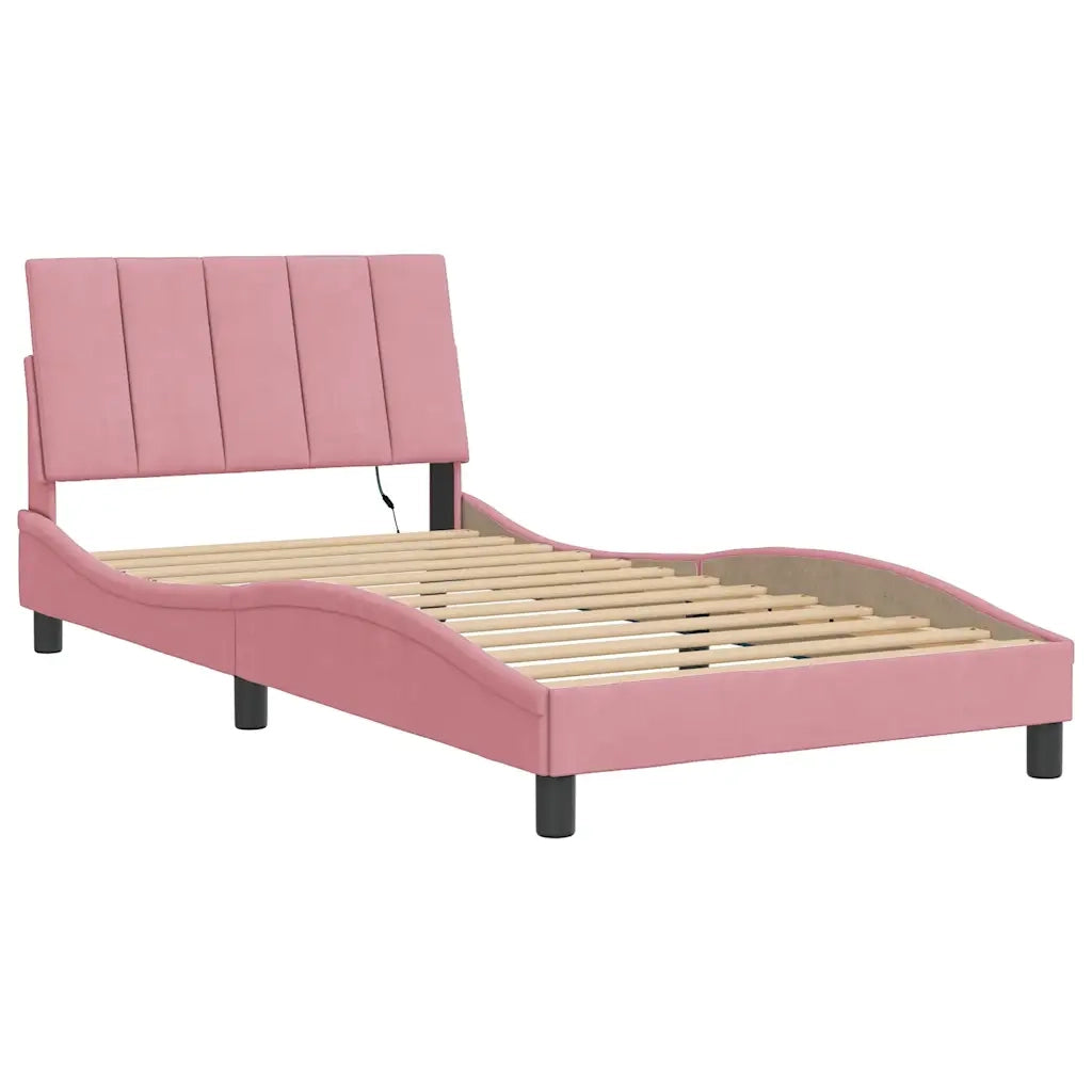 Giroletto con Luci LED Rosa 100x200 cm in Velluto