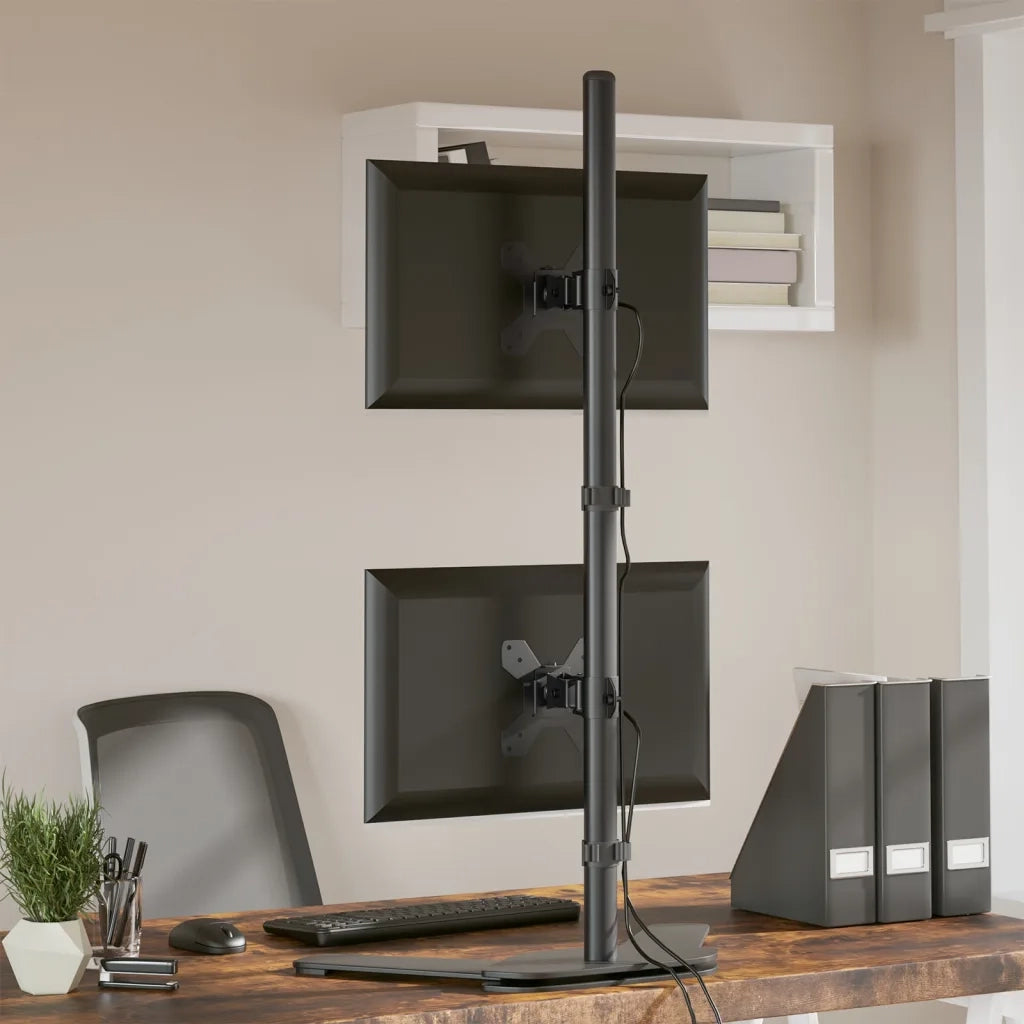 Supporto per Monitor Doppio in Acciaio Nero VESA 75/100 mmcod mxl 83087