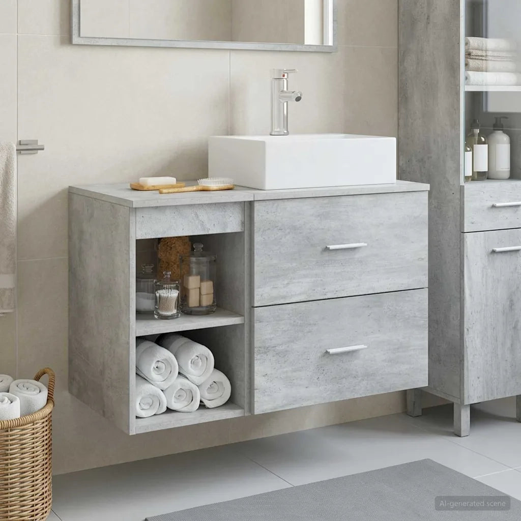 Set di mobili per il bagno 2 pcs Grigio Cemento 3403891