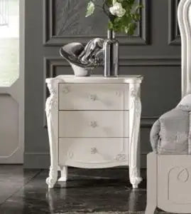 Comodino Shabby chic mod Stella in legno di frassino color bianco opaco