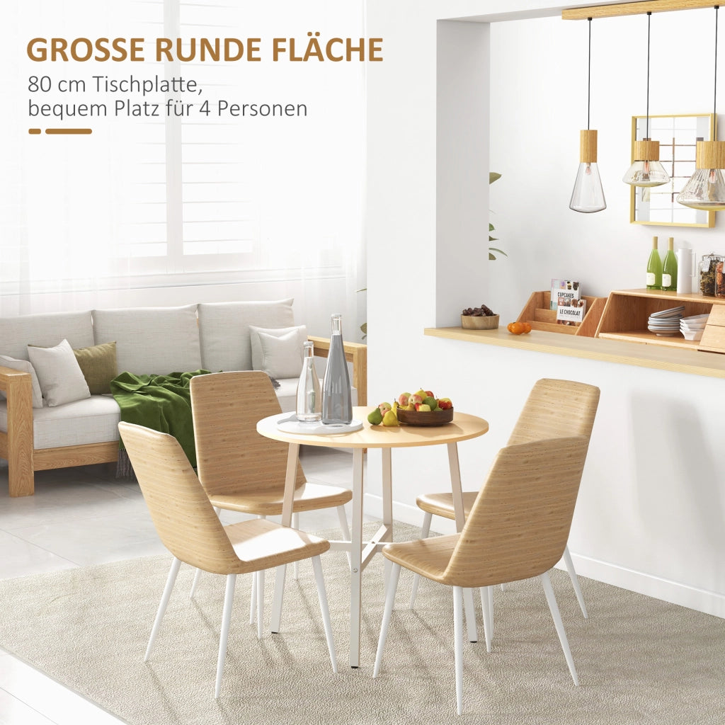 Tavolo da pranzo - per 4 persone - 80x80x76 cm - acciaio+legno naturale - moderno - sala da pranzo