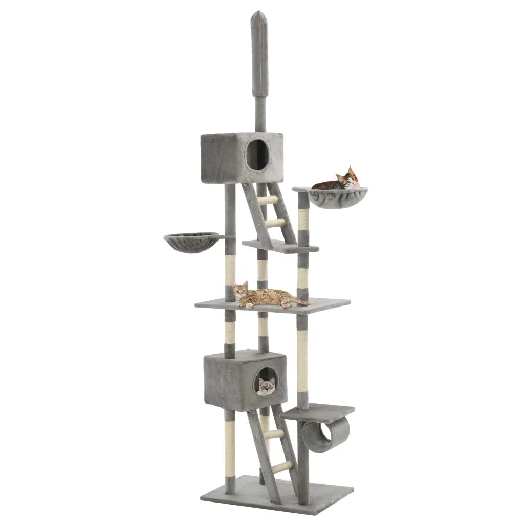 Albero per Gatti con Tiragraffi in Sisal 230-260 cm Grigio CFW8330964