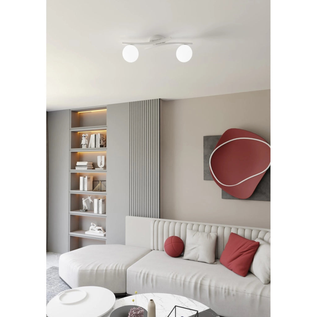 Lampada Opus in acciaio bianco opaco