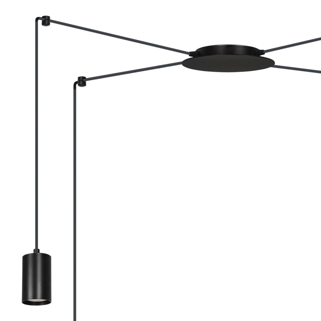 Lampada a sospensione TRAKER con struttura in acciaio nero